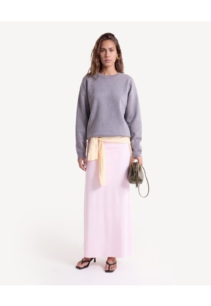 Saco Suelto De Punto Y Manga Larga  Para Mujer Gris Seven Seven