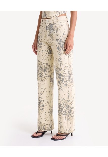 Jean Straight Con Diseño Animal  Para Mujer Arena Seven Seven