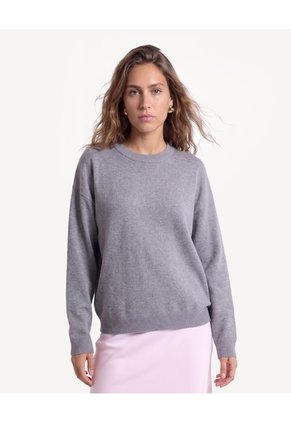 Saco Suelto De Punto Y Manga Larga  Para Mujer Gris Seven Seven
