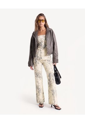 Jean Straight Con Diseño Animal Para Mujer Arena Seven Seven