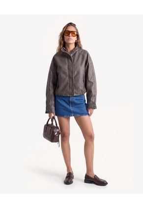 Falda Mini Denim Con Efecto Desgaste  Para Mujer Azul Seven Seven