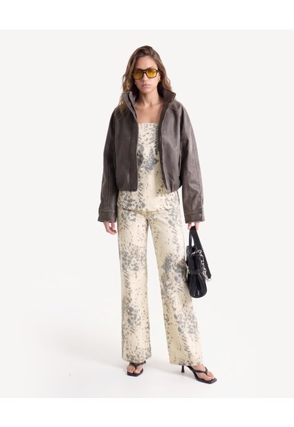 Top Floral De Tirantes Delgados  Para Mujer Arena Seven Seven