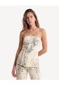 Top Floral De Tirantes Delgados  Para Mujer Arena Seven Seven de Seven Seven
