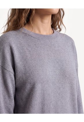 Saco Suelto De Punto Y Manga Larga  Para Mujer Gris Seven Seven