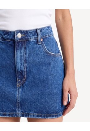 Falda Mini Denim Con Efecto Desgaste  Para Mujer Azul Seven Seven