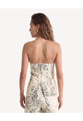 Top Floral De Tirantes Delgados  Para Mujer Arena Seven Seven