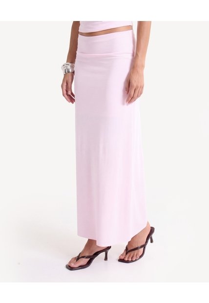 Falda Maxi En Línea A Con Caída Fluida  Para Mujer Rosado Seven Seven