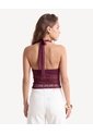 Blusa Halter De Encaje Con Recogidos  Para Mujer Vino Seven Seven de Seven Seven