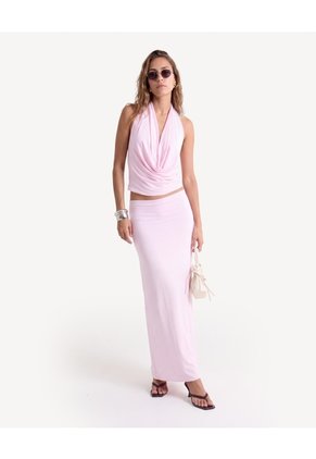 Falda Maxi En Línea A Con Caída Fluida  Para Mujer Rosado Seven Seven