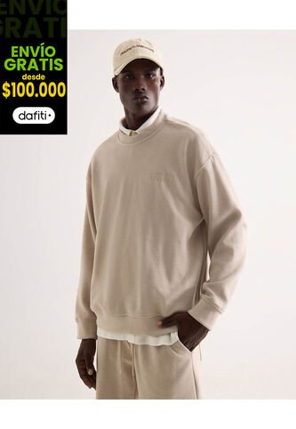 Buzo Para Hombre Cuello Redondo Color Beige Marca Seven Seven #45060717 Seven Seven