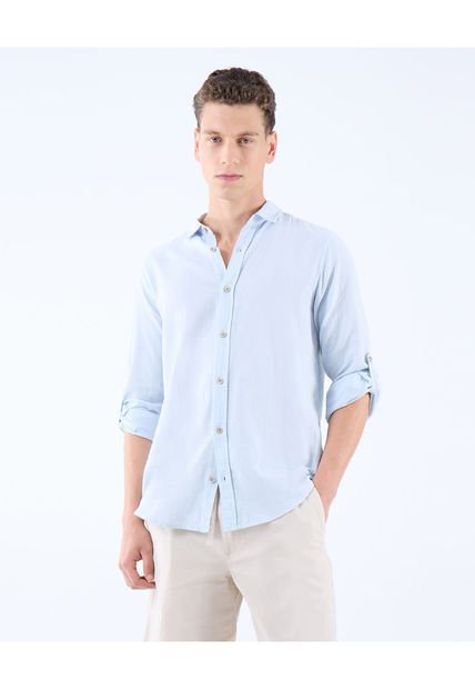 Camisa Para Hombre Manga Larga  Color Azul Claro Marca Seven Seven #45012088
