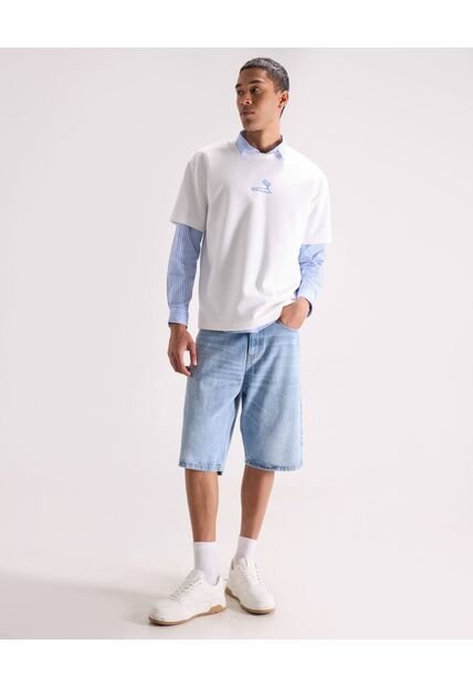 Bermuda Loose Con Desgastes  Para Hombre Azul Seven Seven