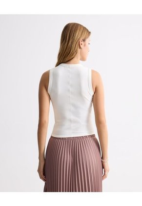 Camiseta Larga En Rib  Para Mujer Blanco Seven Seven