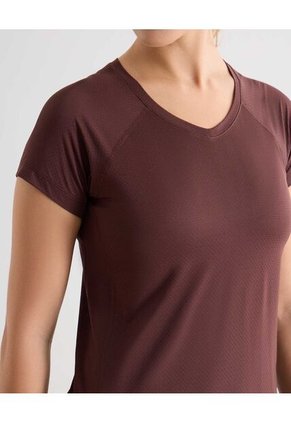 Camiseta Deportiva Manga Corta  Para Mujer Café Seven Seven