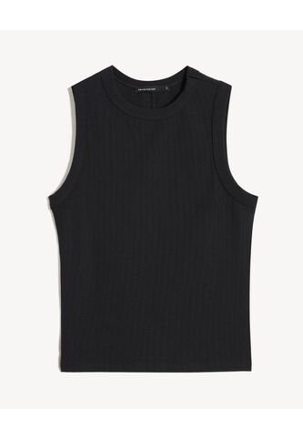 Camiseta Larga En Rib  Para Mujer Negro Seven Seven Seven Seven