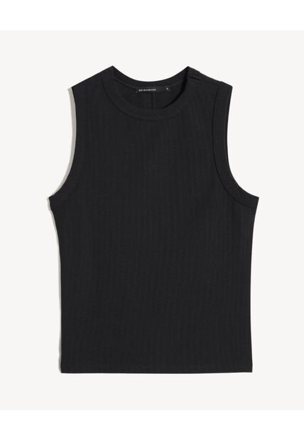 Camiseta Larga En Rib  Para Mujer Negro Seven Seven