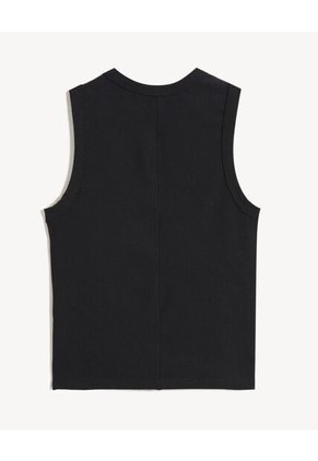 Camiseta Larga En Rib  Para Mujer Negro Seven Seven