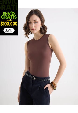 Camiseta Para Mujer Manga Sisa Moda Color Café Marca Seven Seven #28096578 Seven Seven