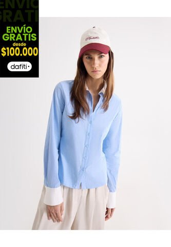 Blusa Para Mujer Manga Larga Color Azul Marca Seven Seven #28124124 Seven Seven