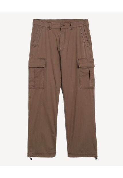 Pantalón Cargo Con Elástico  Para Hombre Café Seven Seven