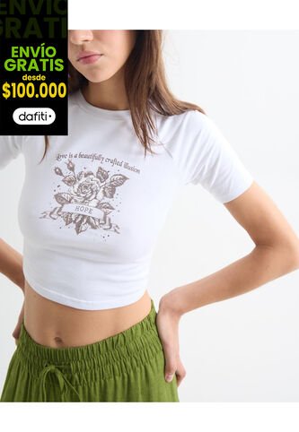 Camiseta Para Mujer Manga Corta Color Blanco Marca Seven Seven #28096172 Seven Seven