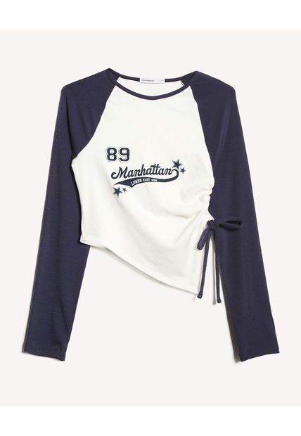 Camiseta Para Mujer Manga Larga Cuello Redondo Color Crudo Marca Seven Seven #28096416