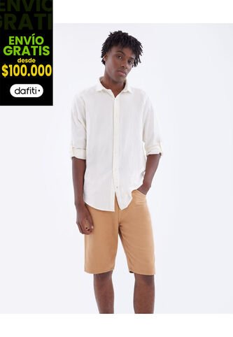 Camisa Para Hombre Manga Larga Sin Bolsillo Cuello Casual M Color Marfil Marca Seven Seven #45011917 Seven Seven