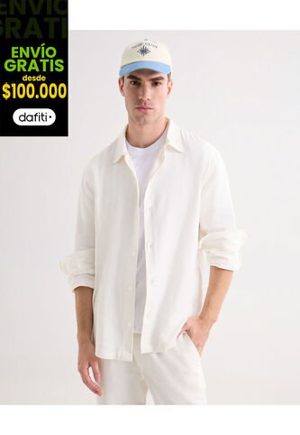 Camisa Para Hombre Manga Larga Sin Bolsillo Cuello Casual M Color Blanco Marca Seven Seven #45012182 Seven Seven