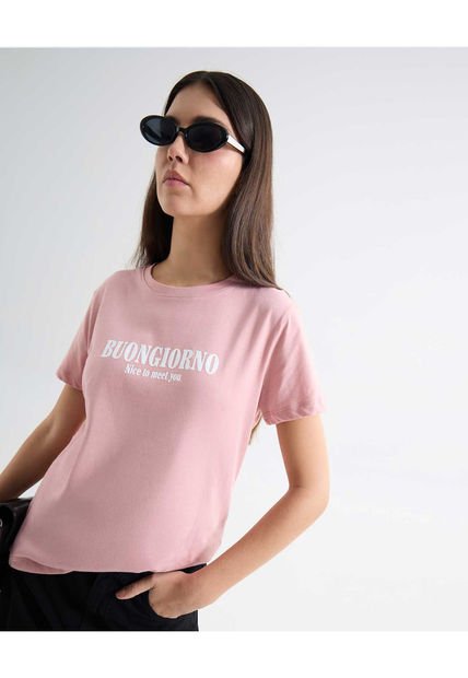 Camiseta Para Mujer Manga Corta Cuello Redondo Color Rosa Marca Seven Seven #28096067