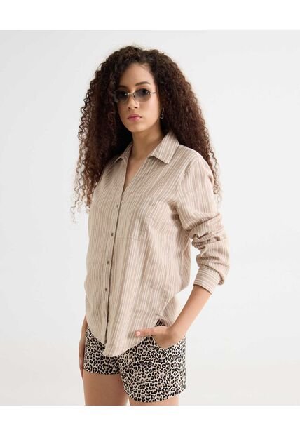 Blusa Para Mujer Manga Larga Color Café Marca Seven Seven #28124080