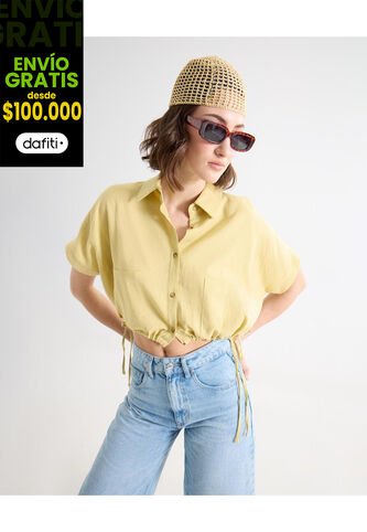 Blusa Para Mujer Manga Corta Color Amarillo Marca Seven Seven #28124093 Seven Seven