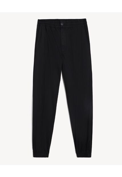 Jogger Con Pretina Encauchada  Para Hombre Negro Seven Seven