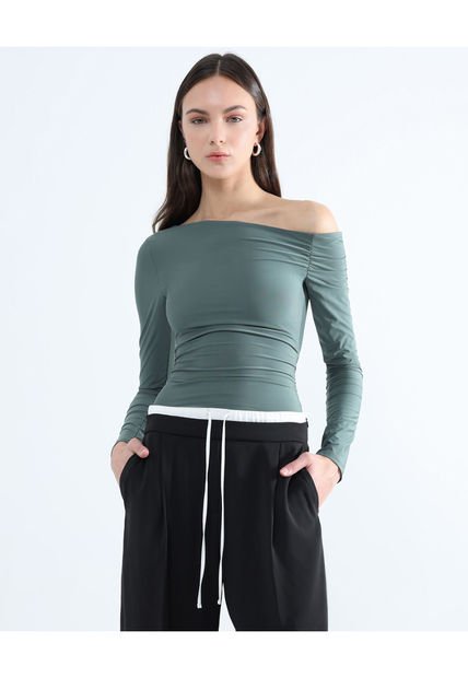 Camiseta Para Mujer Manga Larga Color Verde  Marca Seven Seven #28095994