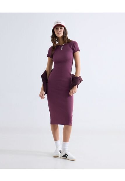 Vestido Midi Ajustado  Para Mujer Vino Seven Seven
