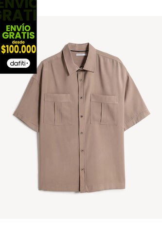 Camisa Para Hombre Manga Corta Con Bolsillo Cuello Casual M Color Café Marca Seven Seven #45012189 Seven Seven