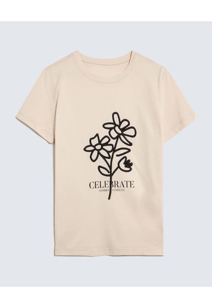 Camiseta Para Mujer Manga Corta Color Beige Marca Seven Seven #28096079