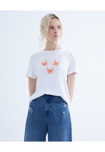 Camiseta Para Mujer Manga Corta Color Crudo Marca Seven Seven #28095793