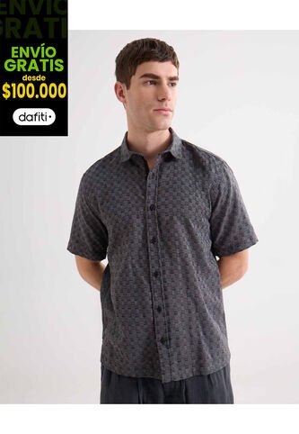 Camisa Para Hombre Manga Corta Sin Bolsillo Cuello Casual M Color Gris Marca Seven Seven #45012169 Seven Seven