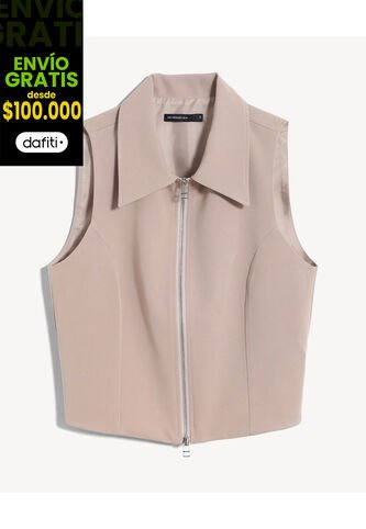 Chaleco Para Mujer Plano Color Taupe Marca Seven Seven #28250143 Seven Seven