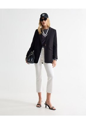 Blazer Fluido Unicolor  Para Mujer Negro Seven Seven