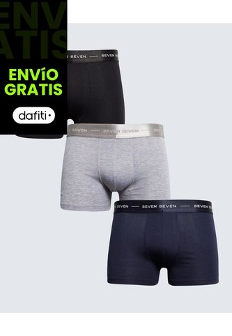 Pack X 3 Bóxer Corto X3 Para Hombre Gris Seven Seven Seven Seven