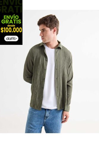 Camisa Para Hombre Manga Larga Sin Bolsillo Cuello Casual M Color Verde Marca Seven Seven #45012165 Seven Seven