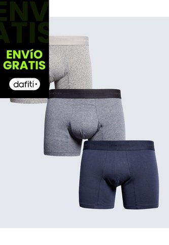 Pack X 3 Bóxer Medio X3 Para Hombre Gris Seven Seven Seven Seven