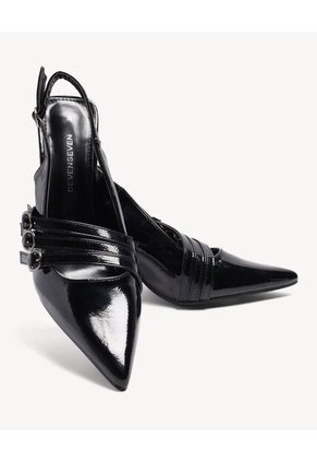 Zapatos De Tacón Con Diseño Brillante  Para Mujer Negro Seven Seven