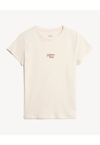 Camiseta Para Mujer Manga Corta Cuello Redondo Color Crudo Marca Seven Seven #28096374 Seven Seven