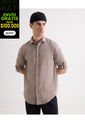 Camisa Para Hombre Manga Larga Sin Bolsillo Cuello Casual M Color Café Marca Seven Seven #45012155 de Seven Seven