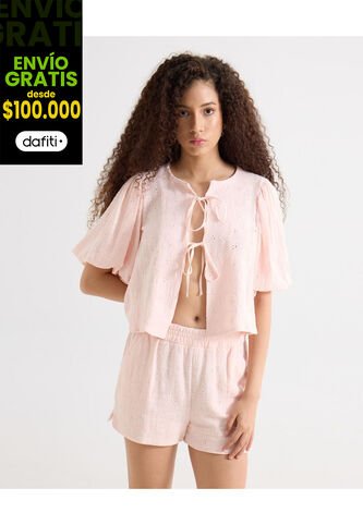 Blusa Para Mujer Manga Corta Color Rosado Marca Seven Seven #28124067 Seven Seven