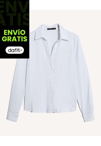 Blusa Camisera Popelina Soft  Para Mujer Celeste Seven Seven Seven Seven