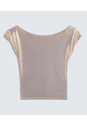 Camiseta Para Mujer Manga Corta Color Dorado Marca Seven Seven #28096110