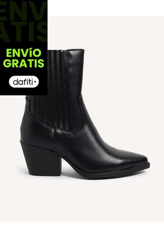 Botín Chelsea Tacón Bloque  Para Mujer Negro Seven Seven Seven Seven